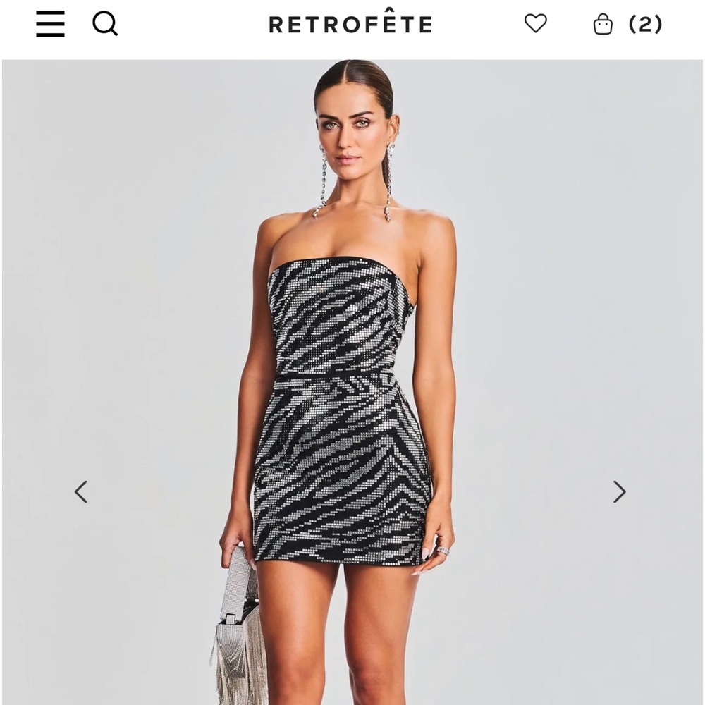 Retrofete Heather Zebra Sequin Dress - S NWT Black and Silver